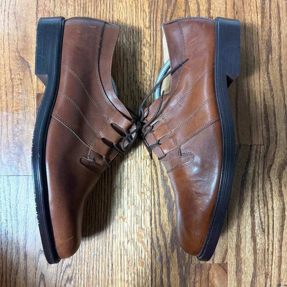 Urban Trends Mens Cognac Brown Leather Lace Up Dress Shoes Made in Italy Size 13